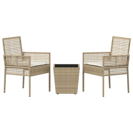 Trädgårds Bistro Set 3 st Beige konstrotting