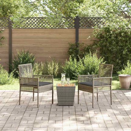 Trädgårds Bistro Set 3 st Grå konstrotting