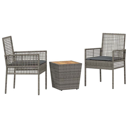 Trädgårds Bistro Set 3 pcs Grå konstrotting