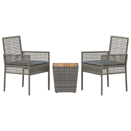 Trädgårds Bistro Set 3 pcs Grå konstrotting