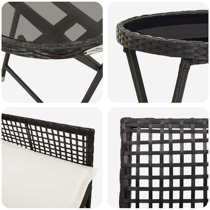 Trädgårds Bistro Set 3 pcs Svart konstrotting