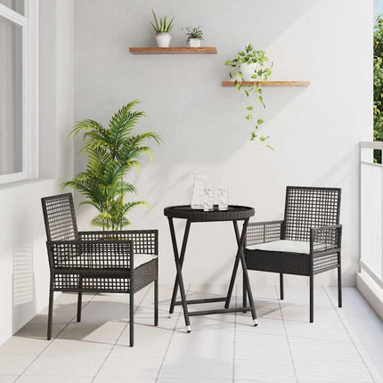 Trädgårds Bistro Set 3 pcs Svart konstrotting