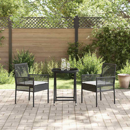 Trädgårds Bistro Set 3 pcs Svart konstrotting