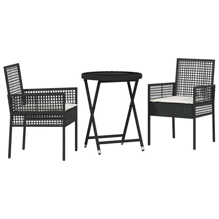 Trädgårds Bistro Set 3 pcs Svart konstrotting
