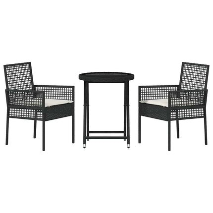 Trädgårds Bistro Set 3 pcs Svart konstrotting