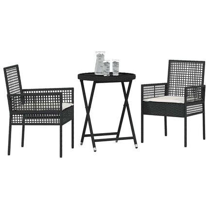 Trädgårds Bistro Set 3 pcs Svart konstrotting