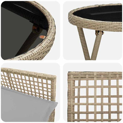 Trädgårds Bistro Set 3 st Beige konstrotting