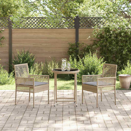 Trädgårds Bistro Set 3 st Beige konstrotting