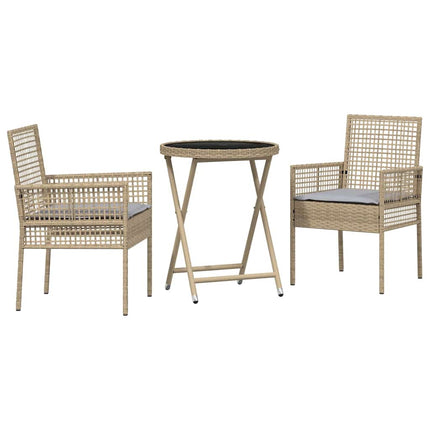 Trädgårds Bistro Set 3 st Beige konstrotting