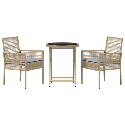 Trädgårds Bistro Set 3 st Beige konstrotting