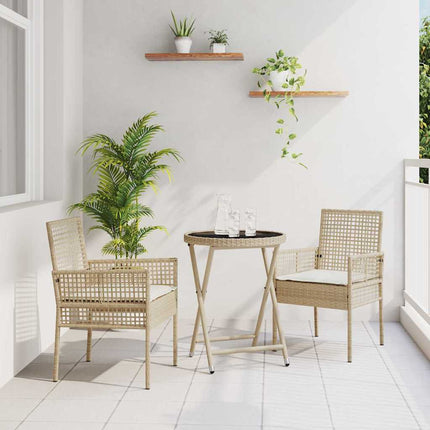 Trädgårds Bistro Set 3 st Beige konstrotting