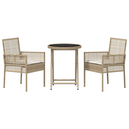 Trädgårds Bistro Set 3 st Beige konstrotting