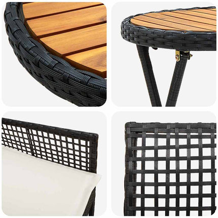 Trädgårds Bistro Set 3 st Svart konstrotting