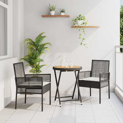 Trädgårds Bistro Set 3 pcs Svart konstrotting