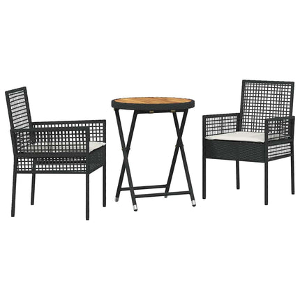 Trädgårds Bistro Set 3 pcs Svart konstrotting