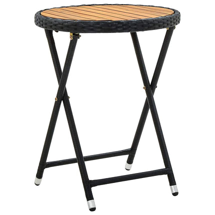 Trädgårds Bistro Set 3 pcs Svart konstrotting
