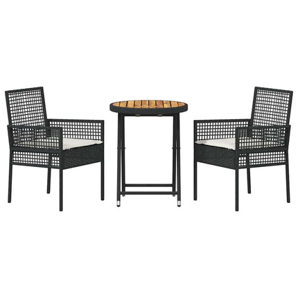 Trädgårds Bistro Set 3 pcs Svart konstrotting