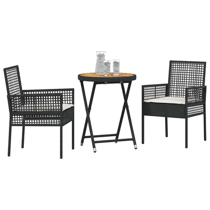 Trädgårds Bistro Set 3 pcs Svart konstrotting