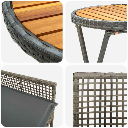Trädgårds Bistro Set 3 st Grå konstrotting