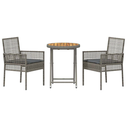 Trädgårds Bistro Set 3 pcs Grå konstrotting