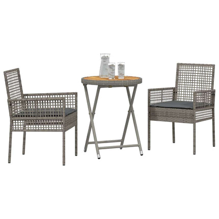 Trädgårds Bistro Set 3 st Grå konstrotting