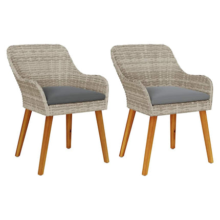Trädgård Stol 2 pcs Ljusgrå 62,5 x 55 x 82 cm konstrotting