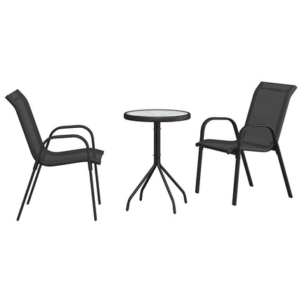 Trädgårds Bistro Set 3 st Svart Stål