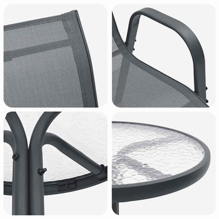 Trädgårds Bistro Set 3 st Grå Stål
