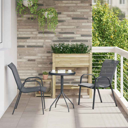 Trädgårds Bistro Set 3 st Grå Stål