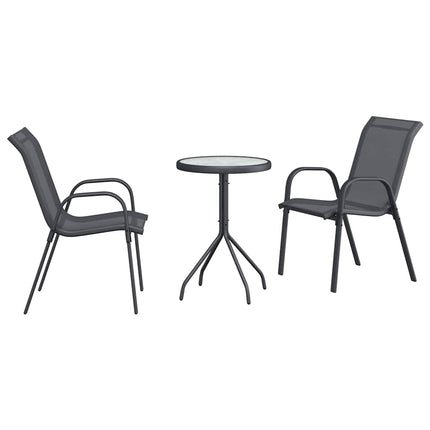Trädgårds Bistro Set 3 st Grå Stål