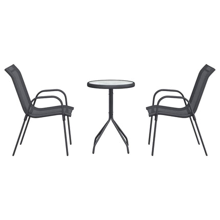 Trädgårds Bistro Set 3 st Grå Stål