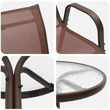 Trädgårds Bistro Set 3 pcs Brun Stål