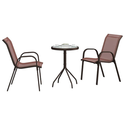Trädgårds Bistro Set 3 st Brun Stål