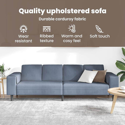 Soffa Blå 250 x 77 x 76 cm Kordread tyg