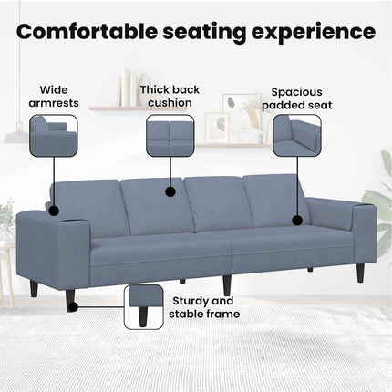 Soffa Blå 250 x 77 x 76 cm Kordread tyg