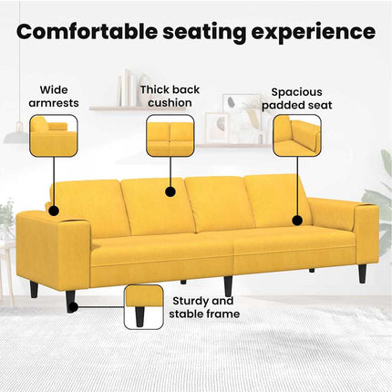 Soffa Ljusgul 250 x 77 x 76 cm Kordread tyg