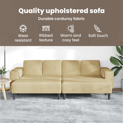 Soffa Grågrön 250 x 188 x 76 cm Kordread tyg