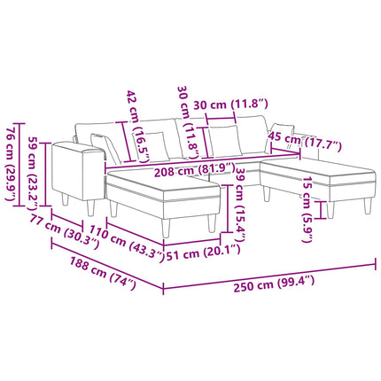 Soffa Grågrön 250 x 188 x 76 cm Kordread tyg