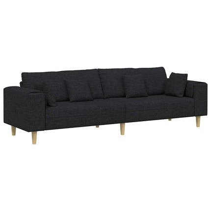 Soffa med kudde Svart 250 x 77 x 76 cm tyg
