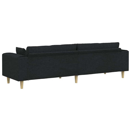 Soffa med kudde Svart 250 x 77 x 76 cm tyg