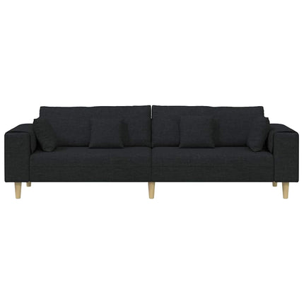 Soffa med kudde Svart 250 x 77 x 76 cm tyg