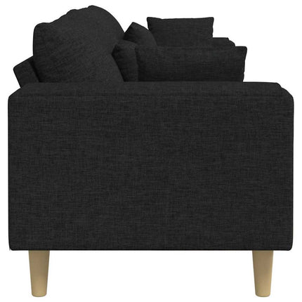 Soffa med kudde Svart 250 x 77 x 76 cm tyg