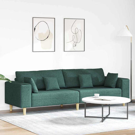 Soffa med kudde Mörkgrön 250 x 77 x 76 cm tyg