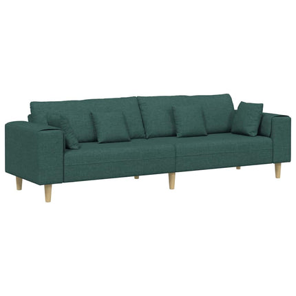 Soffa med kudde Mörkgrön 250 x 77 x 76 cm tyg