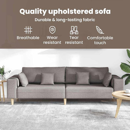 Soffa med kudde Taupe 250 x 77 x 76 cm tyg