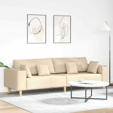 Soffa med kudde Kräm 250 x 77 x 76 cm tyg