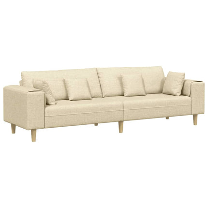 Soffa med kudde Kräm 250 x 77 x 76 cm tyg