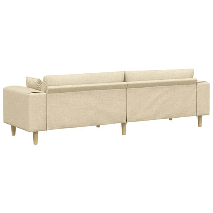 Soffa med kudde Kräm 250 x 77 x 76 cm tyg