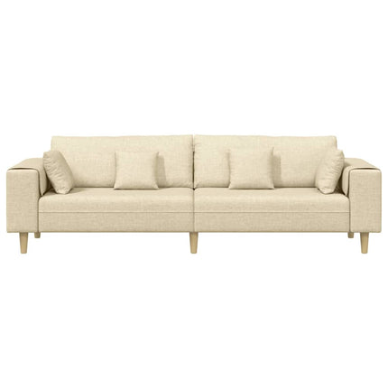 Soffa med kudde Kräm 250 x 77 x 76 cm tyg