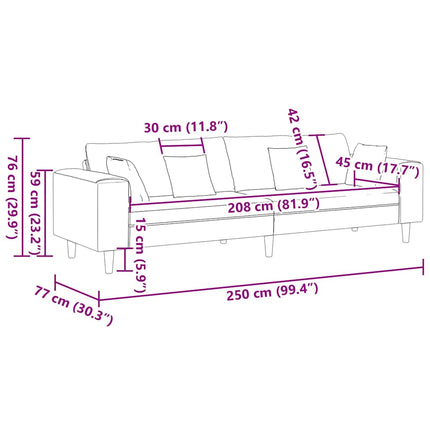Soffa med kudde Blå 250 x 77 x 76 cm tyg